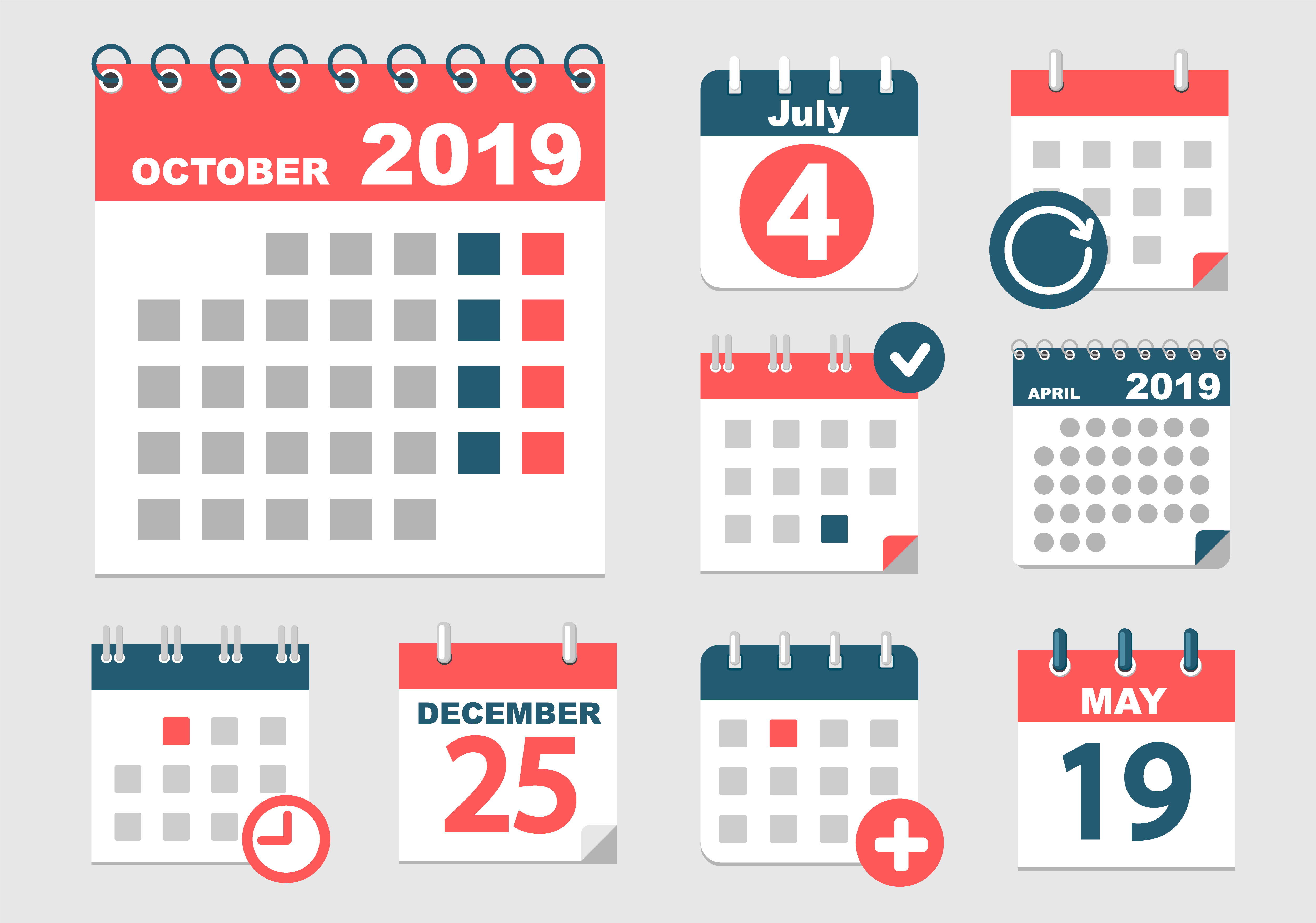 Set of different calendars. 332201 Vector Art at Vecteezy