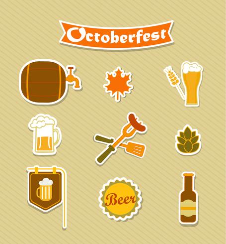 Oktoberfest Beer Brewery iconos conjunto. vector