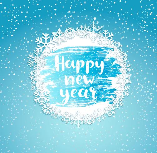 Happy New Year, frame from snowflakes. vector