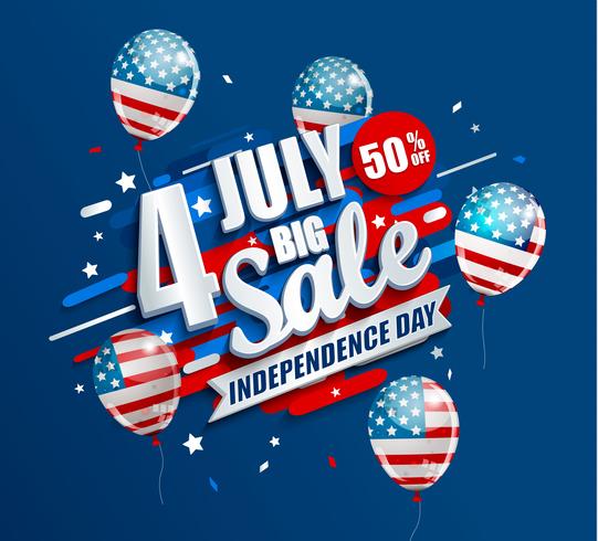 Big Sale banner with balloons for Independence day vector