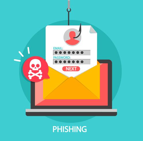 Inicio de sesión de phishing y contraseña en el anzuelo. vector