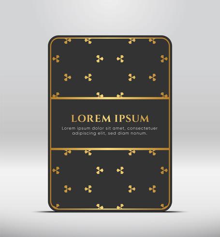 Elegant premium look. Dark gray card shape with golden pattern. Vector illustration.