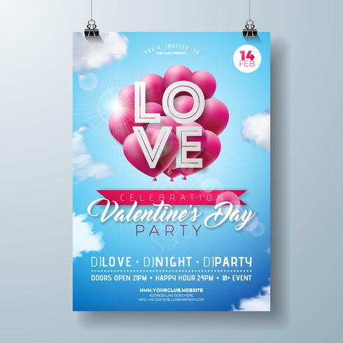 Valentines Day Party Flyer  vector