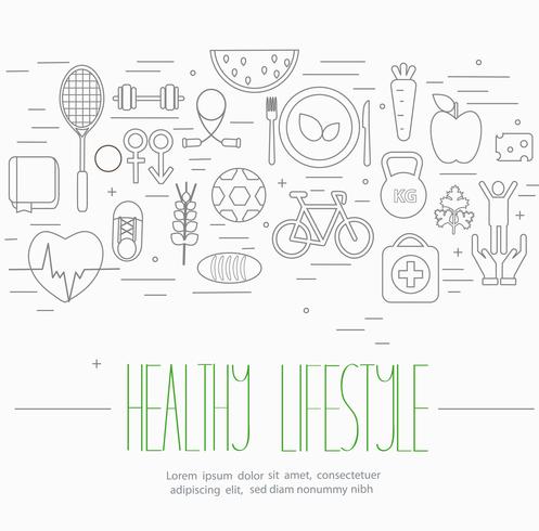 Healthy lifestyle symbols set vector