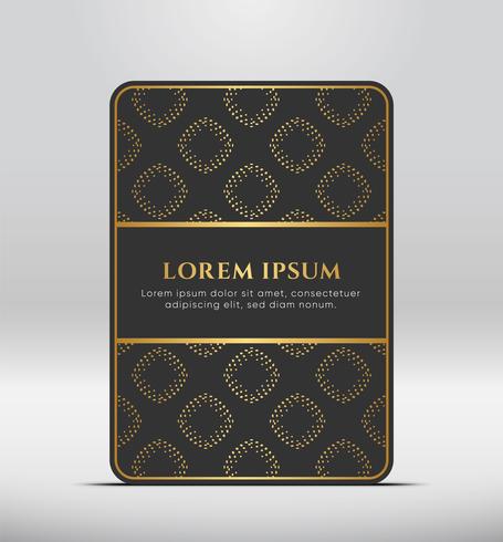 Elegante look premium. Forma de tarjeta gris oscuro con patrón dorado. Ilustracion vectorial vector