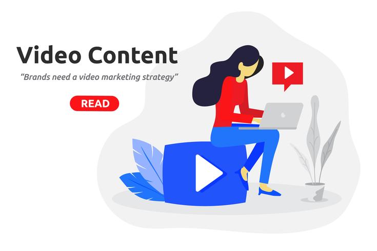 Social video marketing concept modern flat design. vector