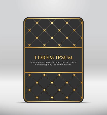 Elegant premium look. Dark gray card shape with golden pattern. Vector illustration.