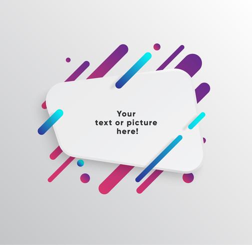 Vector background with paper card and abstract colorful shapes