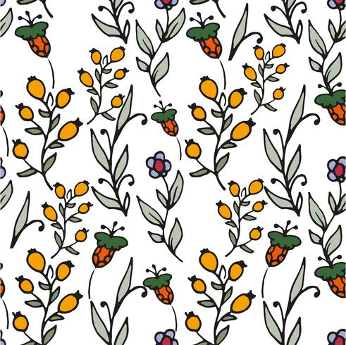 Floral seamless pattern. Herbs and wild flowers print. vector