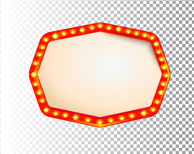 Shining isolated retro bulb light frame vector