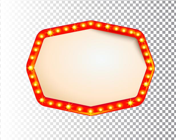 Shining isolated retro bulb light frame vector