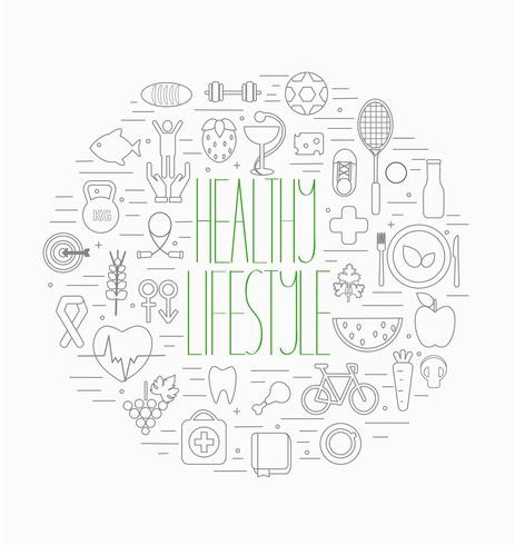 Healthy lifestyle symbols set vector