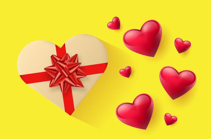 Festive wallpaper decorated with hearts and gifts vector