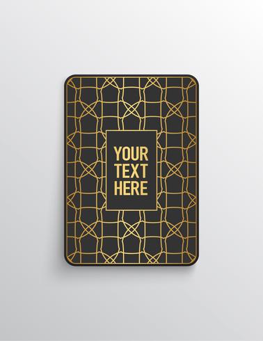 Elegant premium look. Dark gray card shape with golden pattern. Vector illustration.