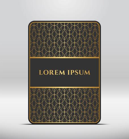 Elegant premium look. Dark gray card shape with golden pattern. Vector illustration.