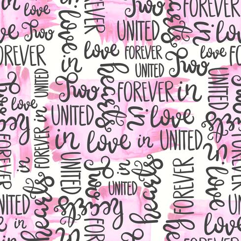 Romantic quote seamless pattern. Love text print for valentine day. Hand lettering typography design vector