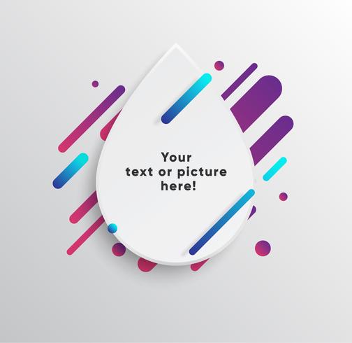 Vector background with paper card and abstract colorful shapes