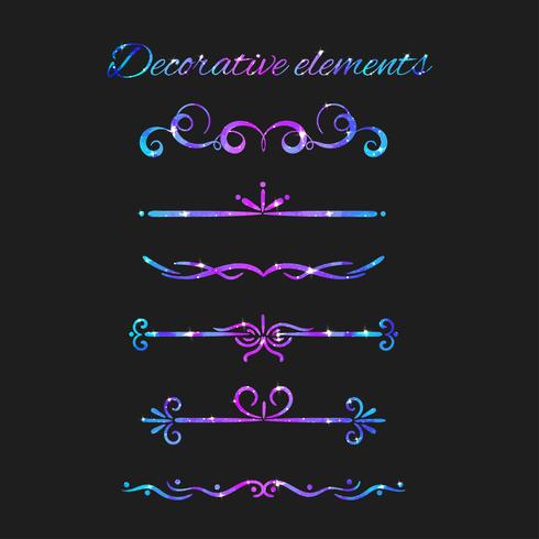 Vector Florece. Set de separadores. Remolinos decorativos dibujados a mano