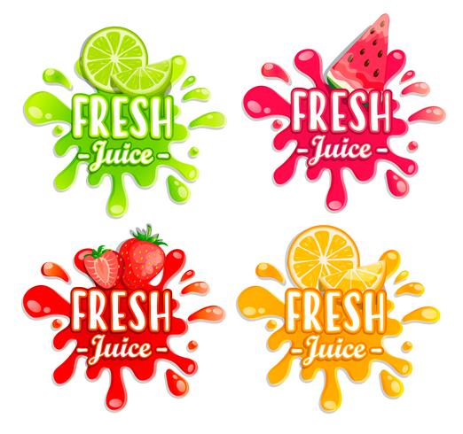 Set of different fruit splashes. vector