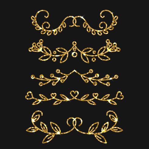 Dividers set. Vector gold ornate design. Golden flourishes.