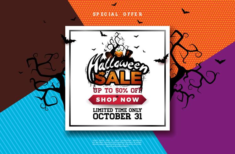 Ilustración de banner de venta de Halloween vector