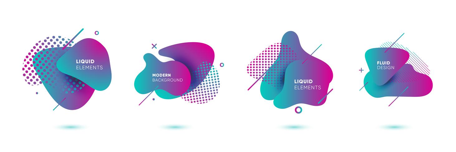 Gradient abstract banners with flowing liquid shapes vector