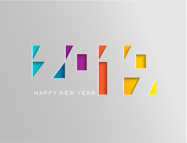 Tarjeta de feliz año nuevo 2019 en papel estilo. vector