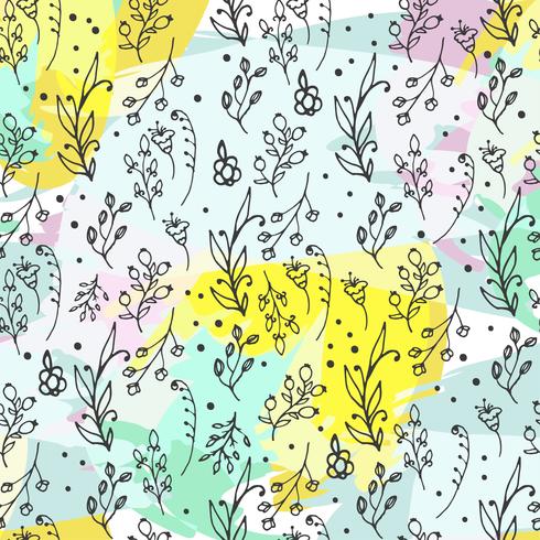 Floral seamless pattern. Herbs and wild flowers print.