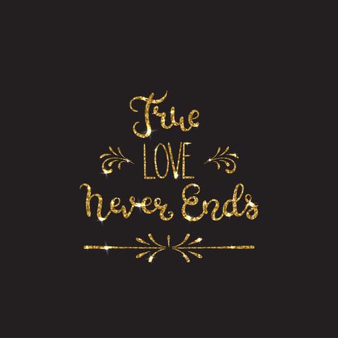 Romantic lettering with glitter. Golden sparkles vector