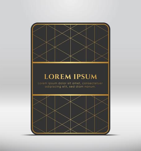 Elegante look premium. Forma de tarjeta gris oscuro con patrón dorado. Ilustracion vectorial vector