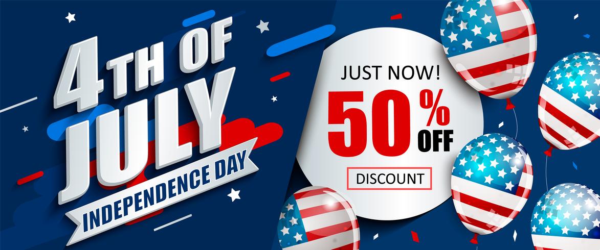 50 per cent off sale banner for Independence day. vector