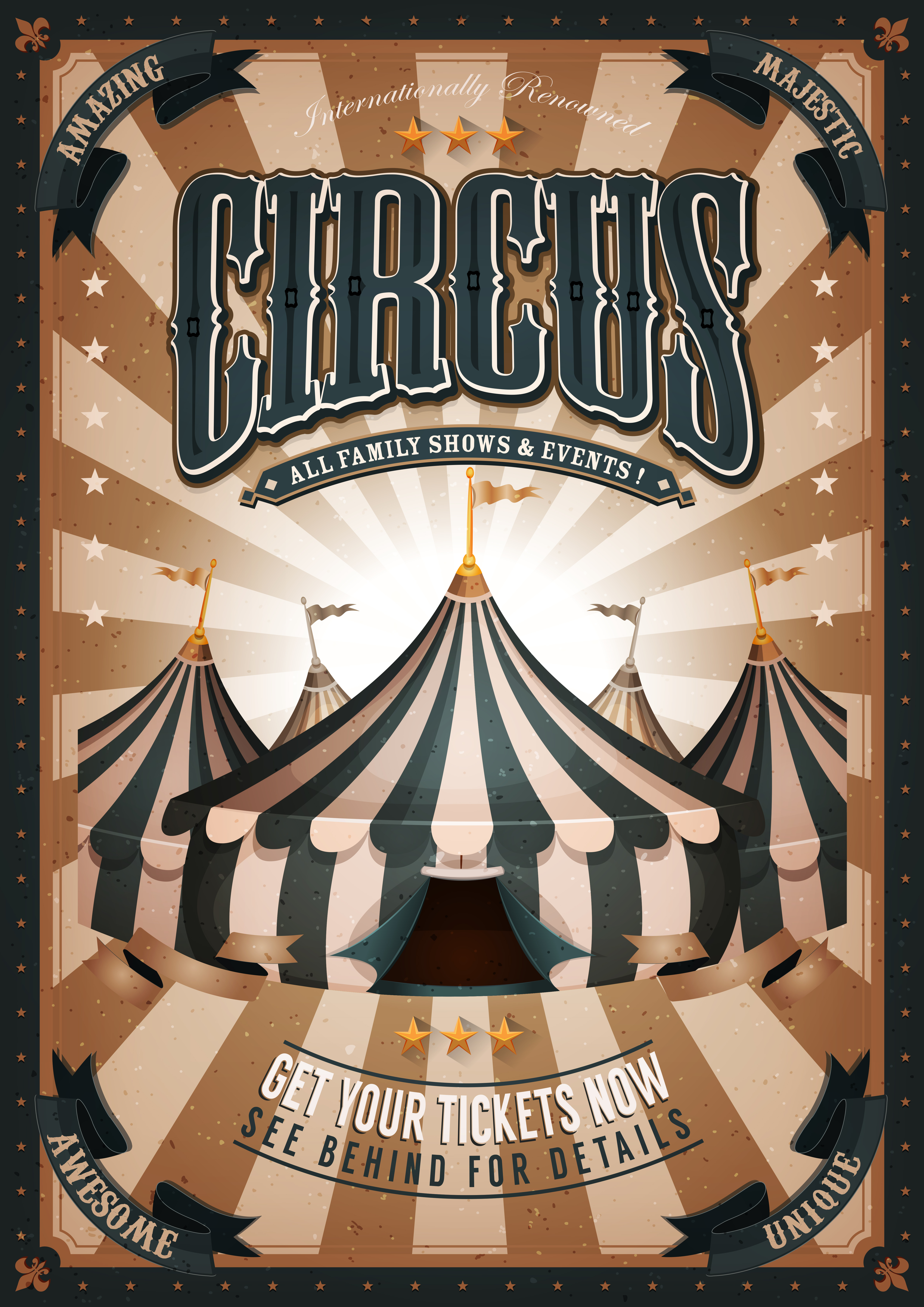 Vintage Circus Poster With Big Top 332931 Vector Art at Vecteezy
