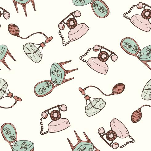 Vintage furniture seamless pattern. vector