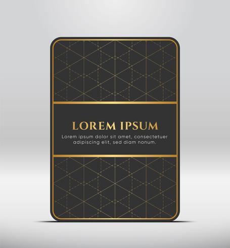 Elegant premium look. Dark gray card shape with golden pattern. Vector illustration.