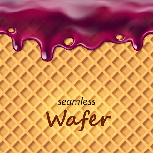 Seamless wafer and dripping blue berry cream or jam repeatable vector