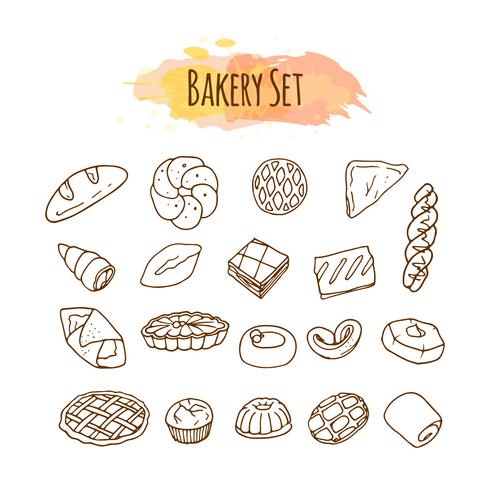 Bakery elements. Pastry illustration. vector