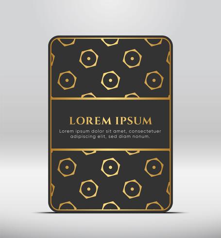 Elegante look premium. Forma de tarjeta gris oscuro con patrón dorado. Ilustracion vectorial vector