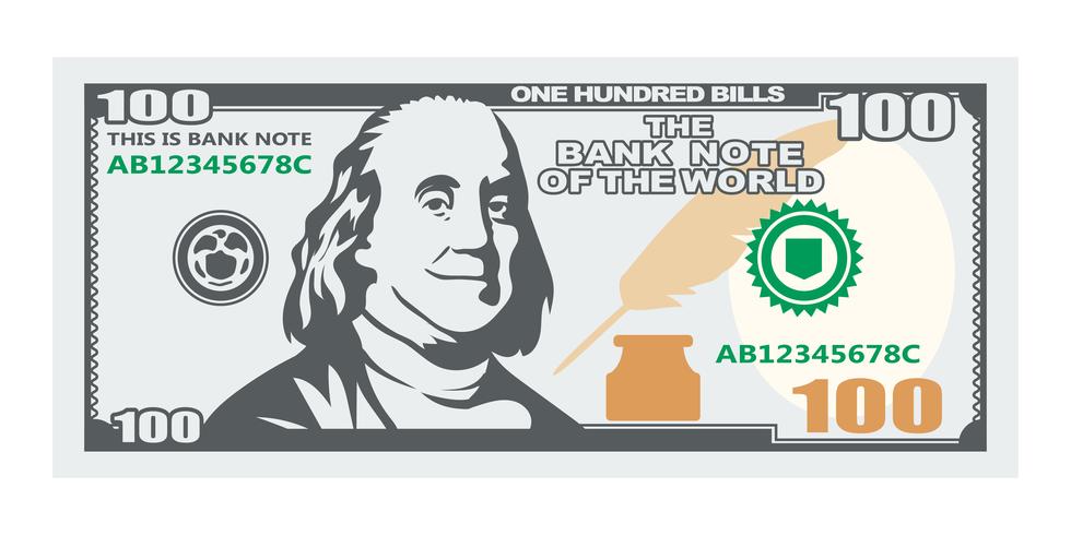 One hundred banknote with smiling president vector