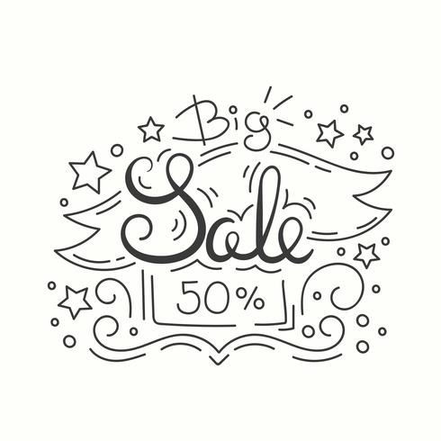 Line Style Sale Banner. Isolated Design on White Background. vector