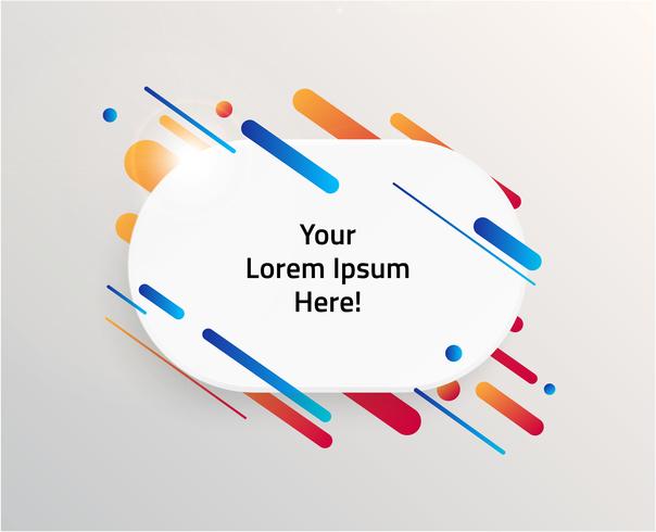 Vector background with paper card and abstract colorful shapes. Trendy neon lines and circles wallpaper in a modern material design style.