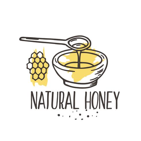 Vector honey background. Bio hand drawn set.