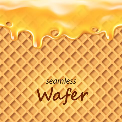 Seamless wafer and dripping orange cream or jam  vector