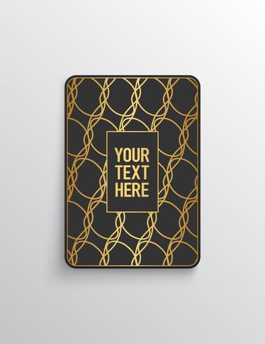 Elegant premium look. Dark gray card shape with golden pattern. Vector illustration.