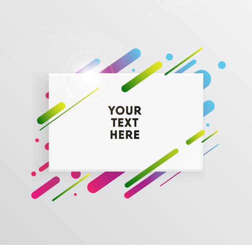 Vector background with paper card and abstract colorful shapes. Trendy neon lines and circles wallpaper in a modern material design style.