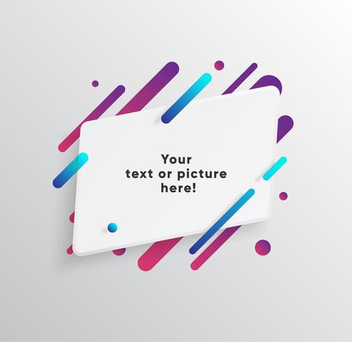 Vector background with paper card and abstract colorful shapes