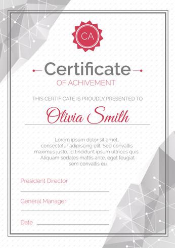 Certificate Template. Polygonal Style. Diploma Of Completion Vector Illustration. Abstract Geometrical Design.