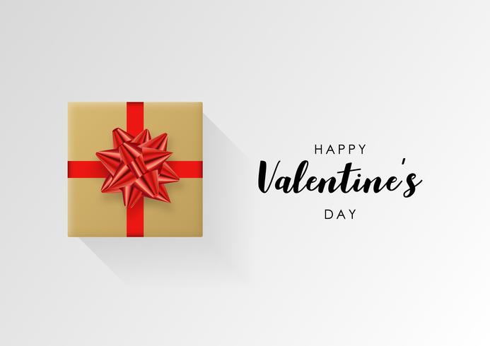 Valentines day vector background. Colorful wrapped gift box with ribbon. 