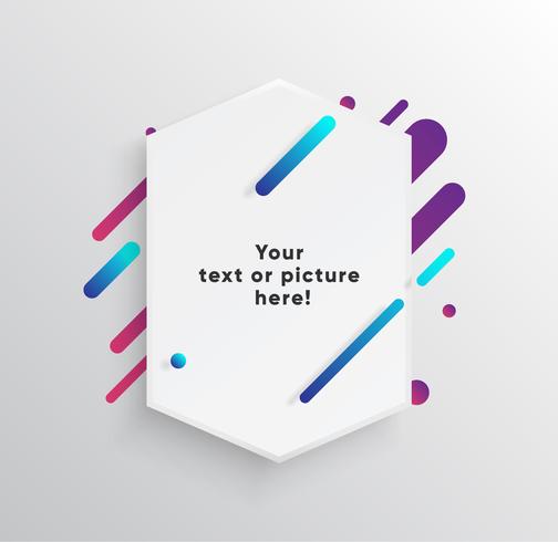 Vector background with paper card and abstract colorful shapes