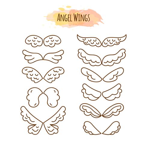 Alas de ángel en estilo de línea. vector