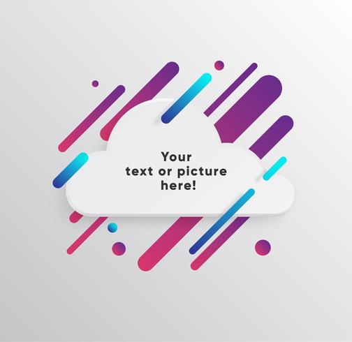 Vector background with paper card and abstract colorful shapes